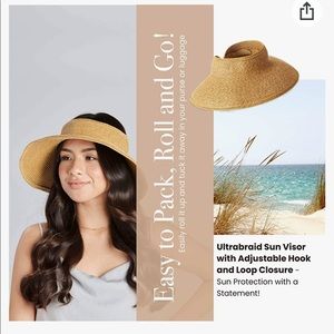 NWT San Diego Hat Company Women's Adjustable Packable Roll-Up Visor